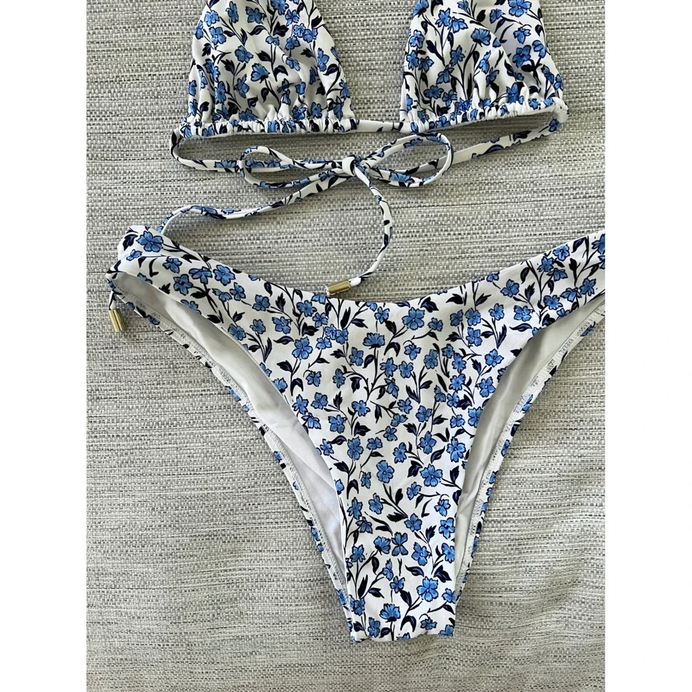 Monday Swimwear Palma Top S Byron Bottom M Paper Floral Bikini Set